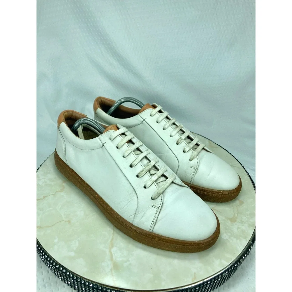 Ted Baker Udamou Leather Casual Shoes Mens Sz 12 White Gum Sole Lace Up Sneakers